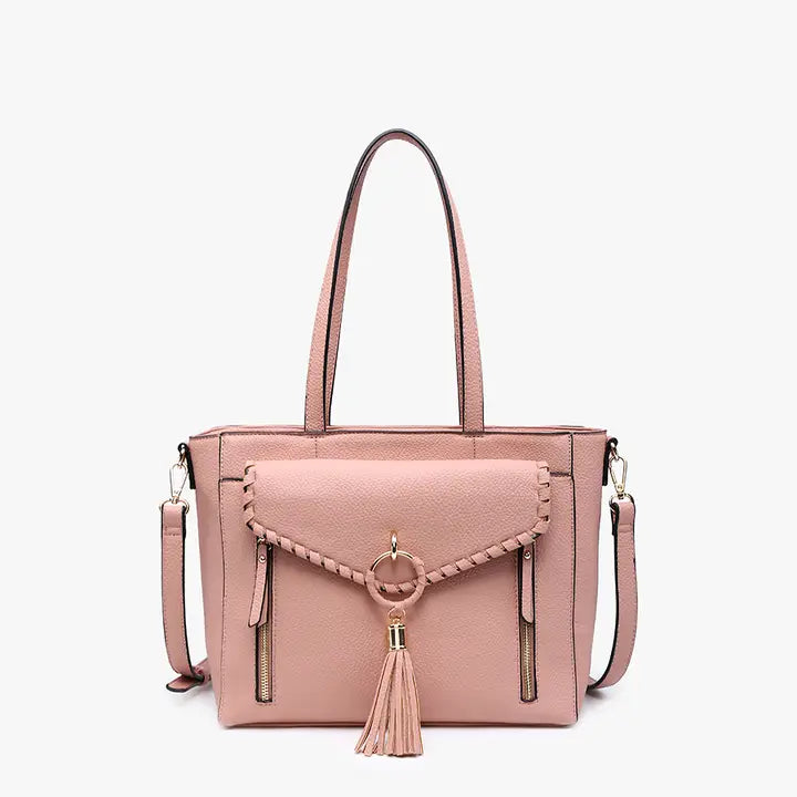 Whipstitch Pocket Tote w/ Tassel Detail