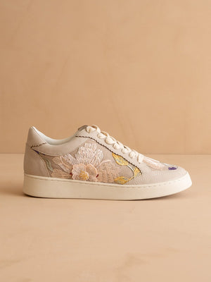 Light Grey Floral Applique Sneaker