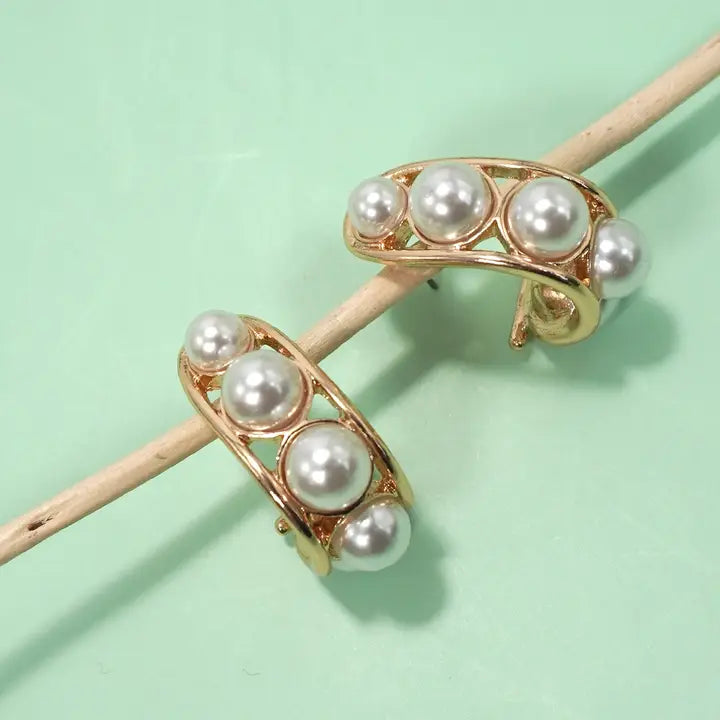 Bold Pearl Hoop Earrings