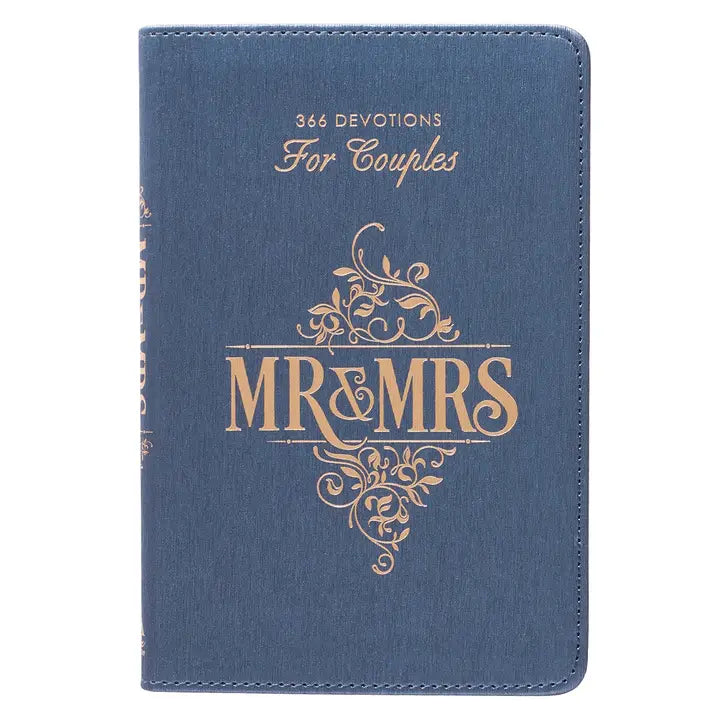 Devotional For Mr. & Mrs. Blue Faux Leather