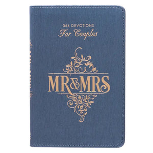 Devotional For Mr. & Mrs. Blue Faux Leather