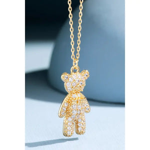 Crystal Teddy Bear Pendant Necklace
