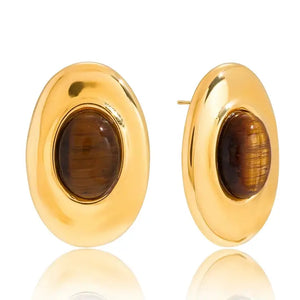 Sahira Sedona Tiger Eye Oval Studs