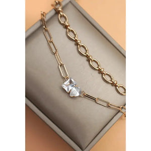 Layered Gold Crystal Necklace Set