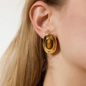 Sahira Sedona Tiger Eye Oval Studs