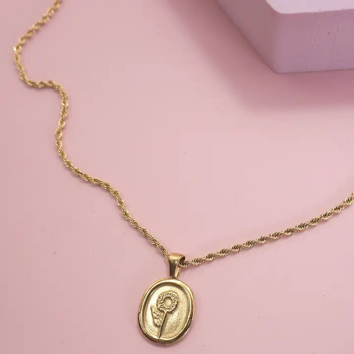 18K Stainless Steel Rose Necklace