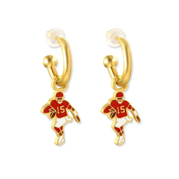 Kansas City Chiefs #15 Quarterback Huggie Hoop Earrings