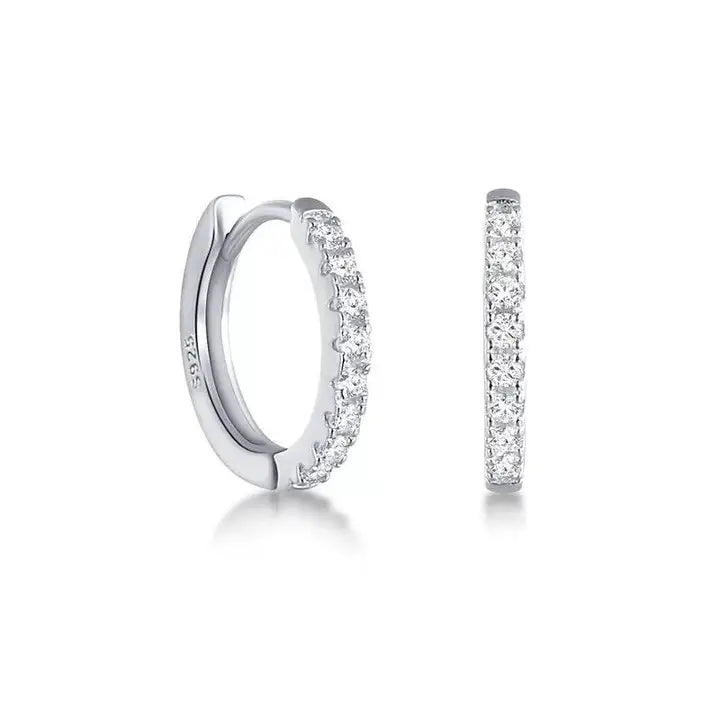 Sahira Silver Pave Huggies