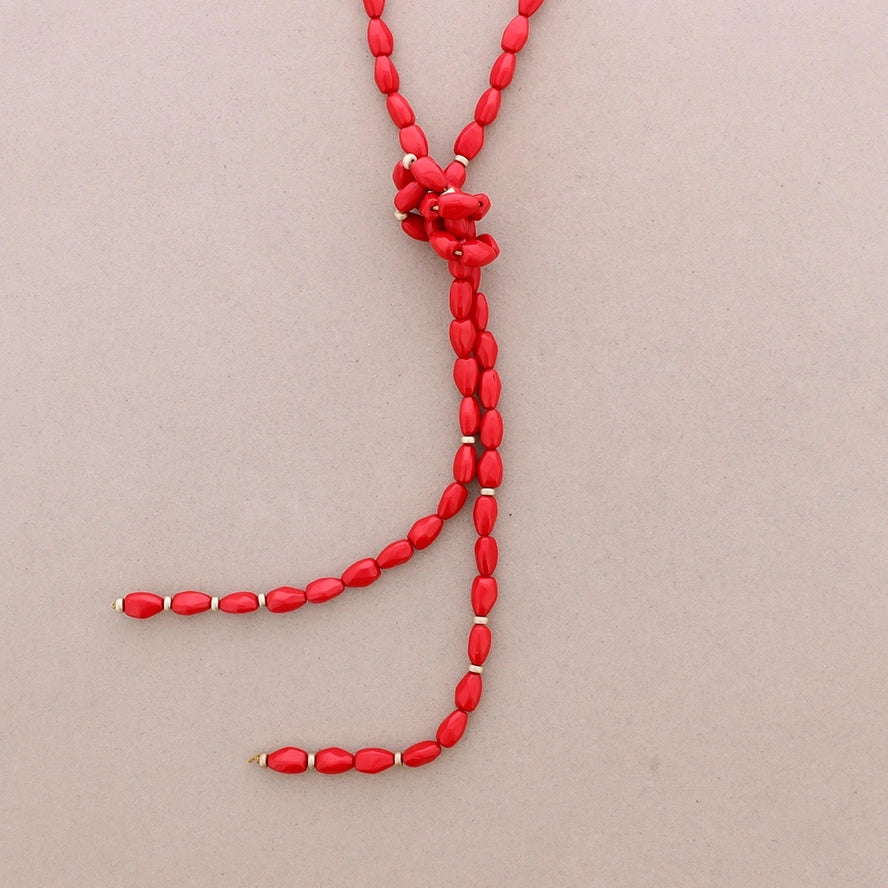 Long Resin Bead Knotted Necklace