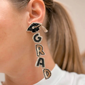Beaded 'Grad' Dangle Earrings