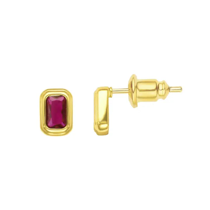 Sahira Clementine Ruby Bezel Studs