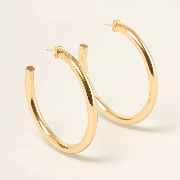 14K Gold Dipped Post Hoop Earrings
