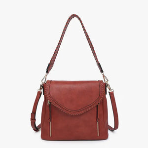 Jen & Co Lorelei Double Zip Whipstitch Trim Crossbody