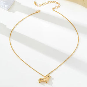 Gold Dachshund Dog Pendant Necklace