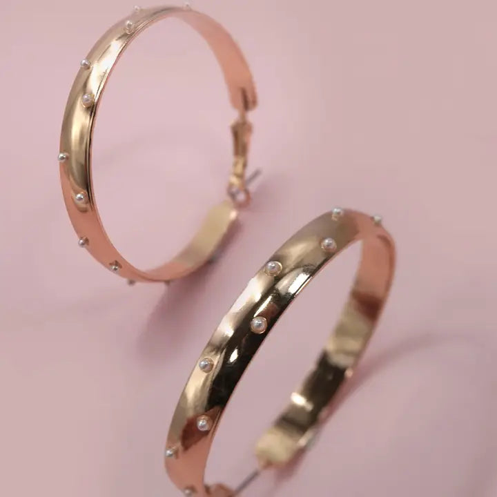 Pearl Studded Hoop Earring