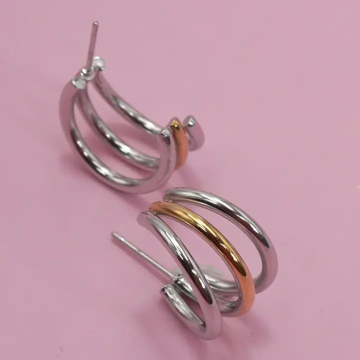 18K Stainless Steel Mixed Metal Hoop