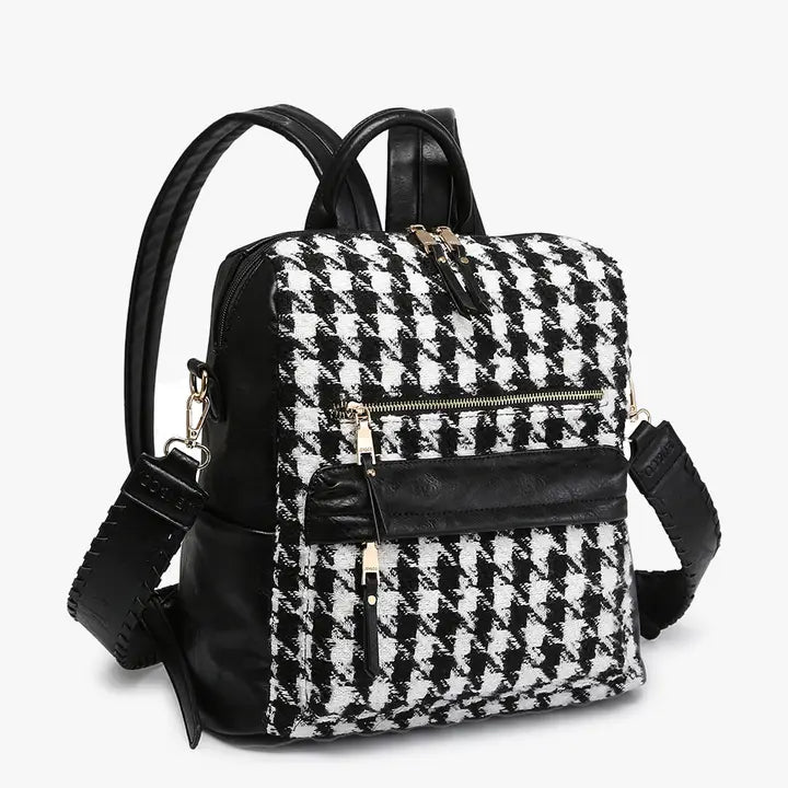 Jen & Co Amelia Houndstooth Backpack w/ Guitar Strap