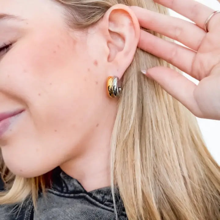 Side By Side Two Tone Hoops
