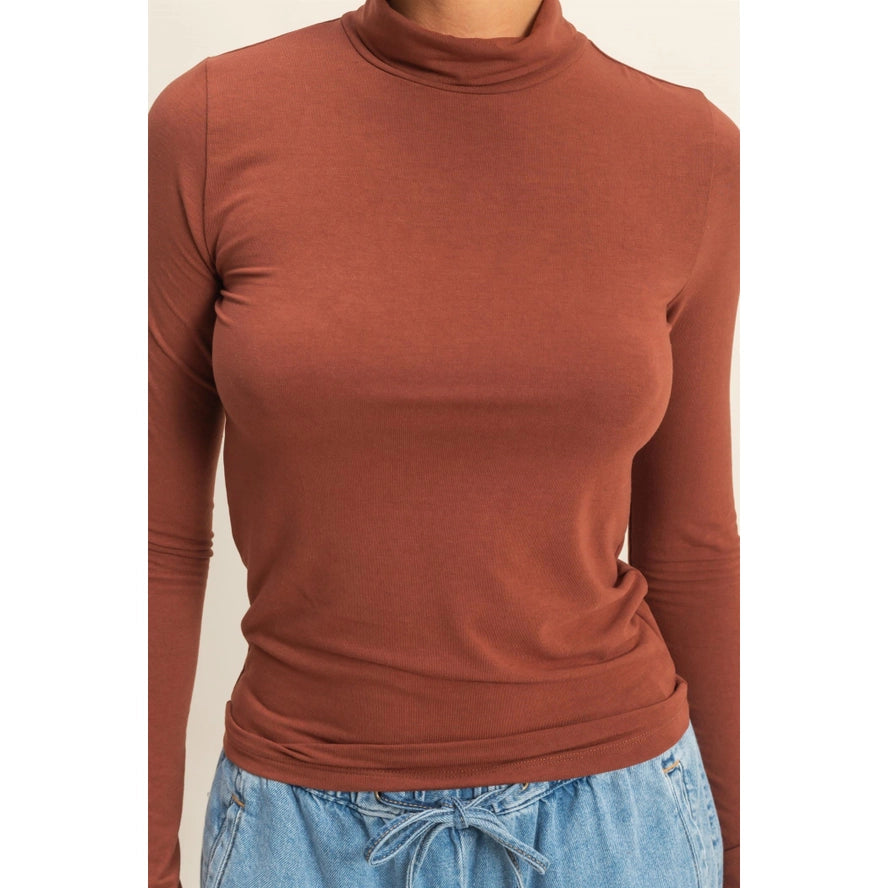 Turtleneck Long Sleeve Fitted Top