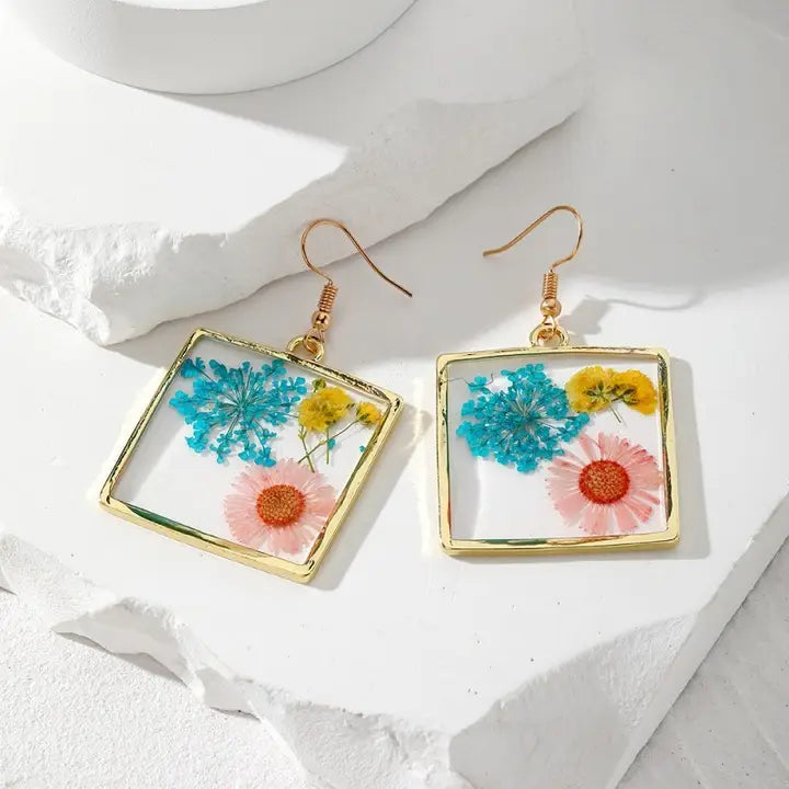 Vintage Dried Flower Earrings