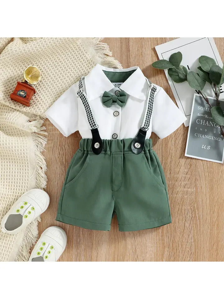 Baby Boy Bow Tie Shirt + Short Set