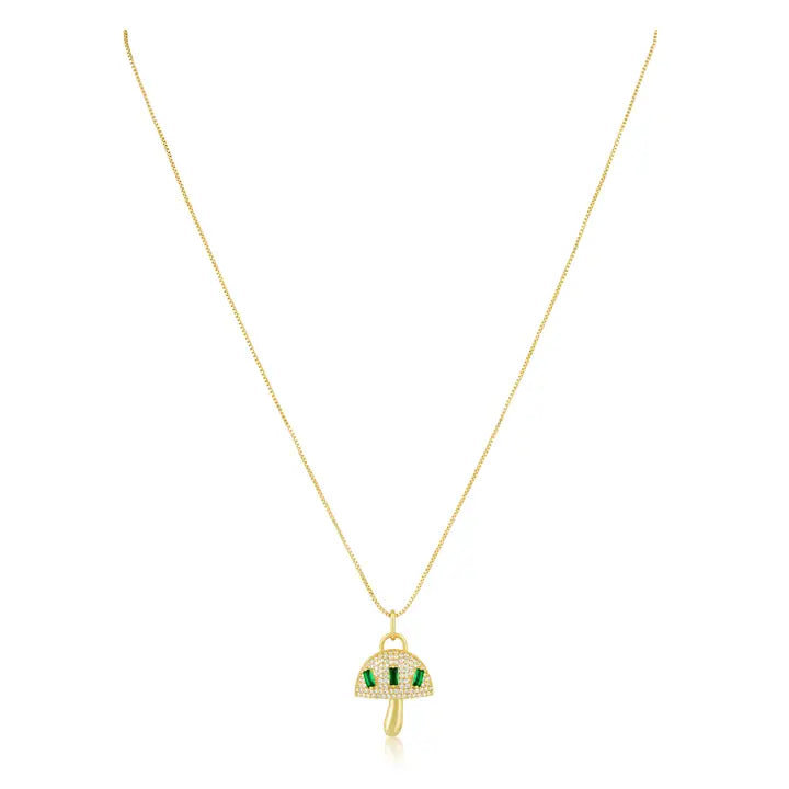 Sahira Alice Emerald Mushroom Pendant Necklace