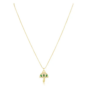 Sahira Alice Emerald Mushroom Pendant Necklace