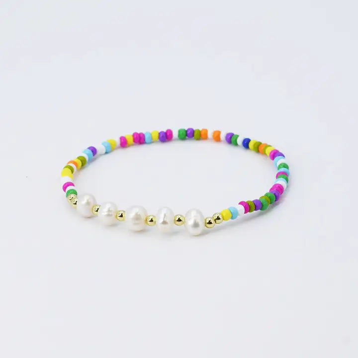 Joyful Heart Beaded Bracelet w/ Pearls