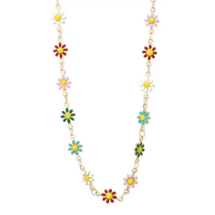 Zad Field of Flowers Multi Color Daisy Necklace
