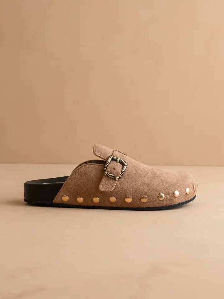 Oasis Society Toni Latte Studded Buckle Clog
