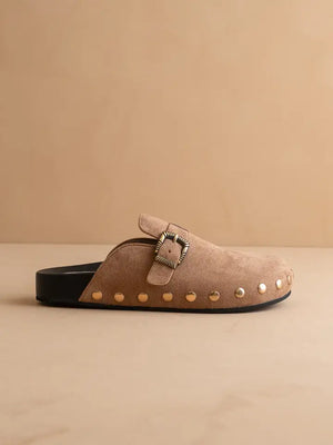 Oasis Society Toni Latte Studded Buckle Clog
