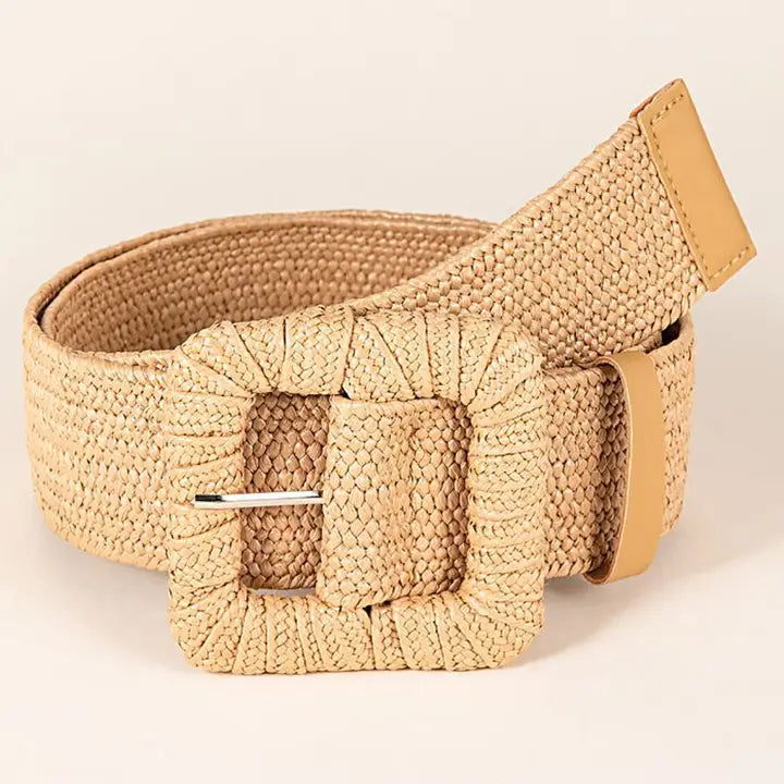 Woven Square Buckle Elastic Belt