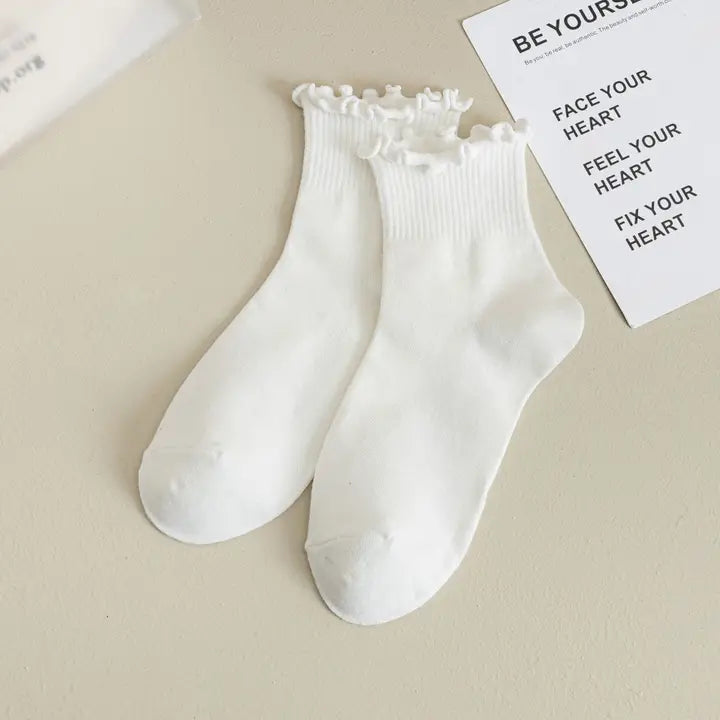 Women's Solid Ruffle Ankle Socks