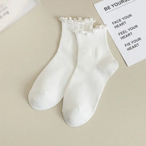 Women's Solid Ruffle Ankle Socks