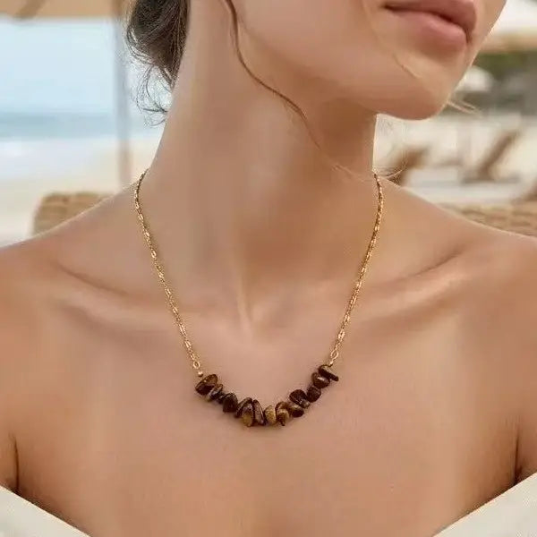 Stainless Steel Tiger Eye Stone Necklace
