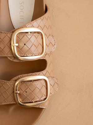 Oasis Society Desiree Almond Woven Buckle Sandal