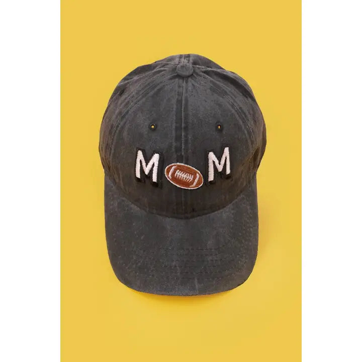 Black Mom Football Washed Baseball Cap