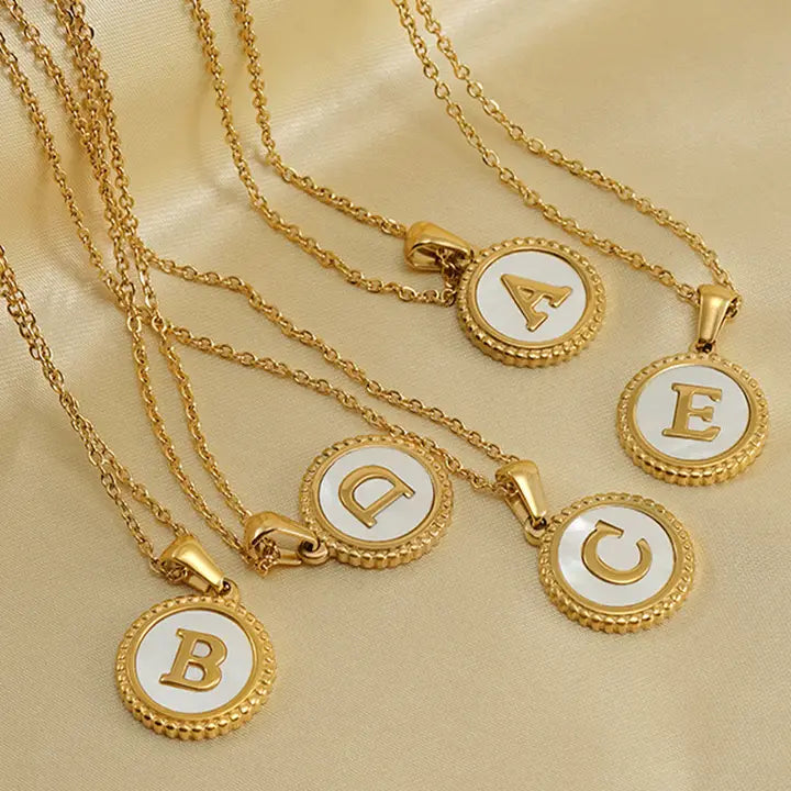 18k Gold Stainless Steel Shell Initial Necklace
