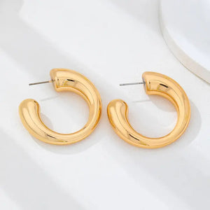 Gold-Tone Chunky Tubular Hoop Earrings