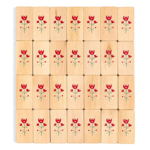 Scandinavian Floral Diamond Wooden Domino Game Set