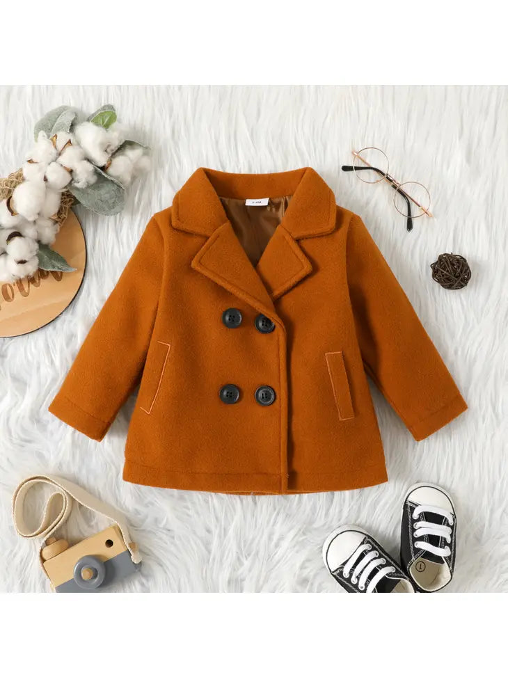 Baby Boy/Girl Lapel Double Breasted Wool Blend Coat