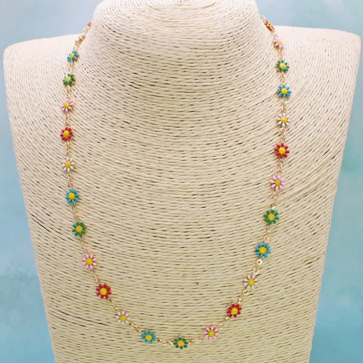 Zad Field of Flowers Multi Color Daisy Necklace