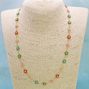 Zad Field of Flowers Multi Color Daisy Necklace