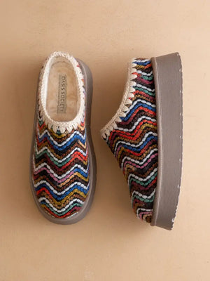 Oasis Society Brandi Multi Color Chevron Knit Platform Mule