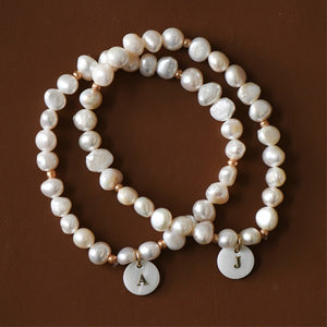 Freshwater Baroque Pearl Initial Bracelet