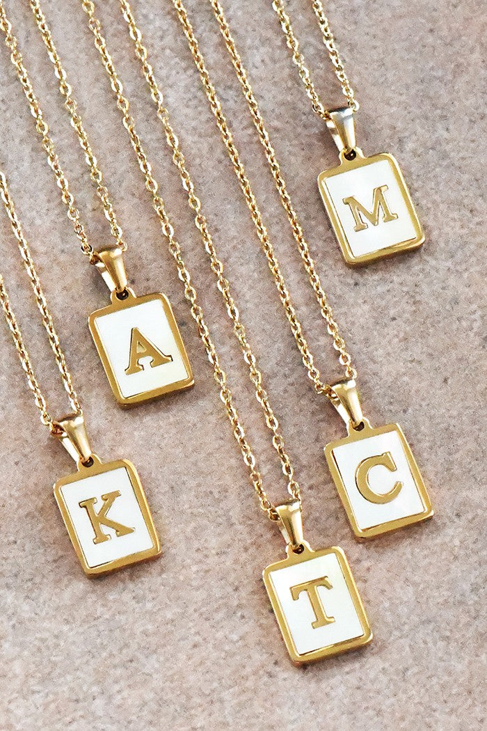 Gold Initial Tag Pendant Necklace