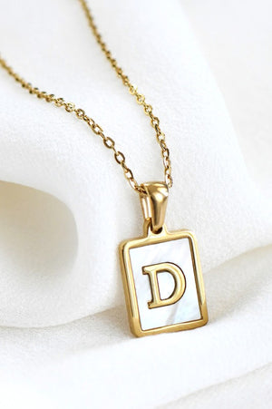 Gold Initial Tag Pendant Necklace